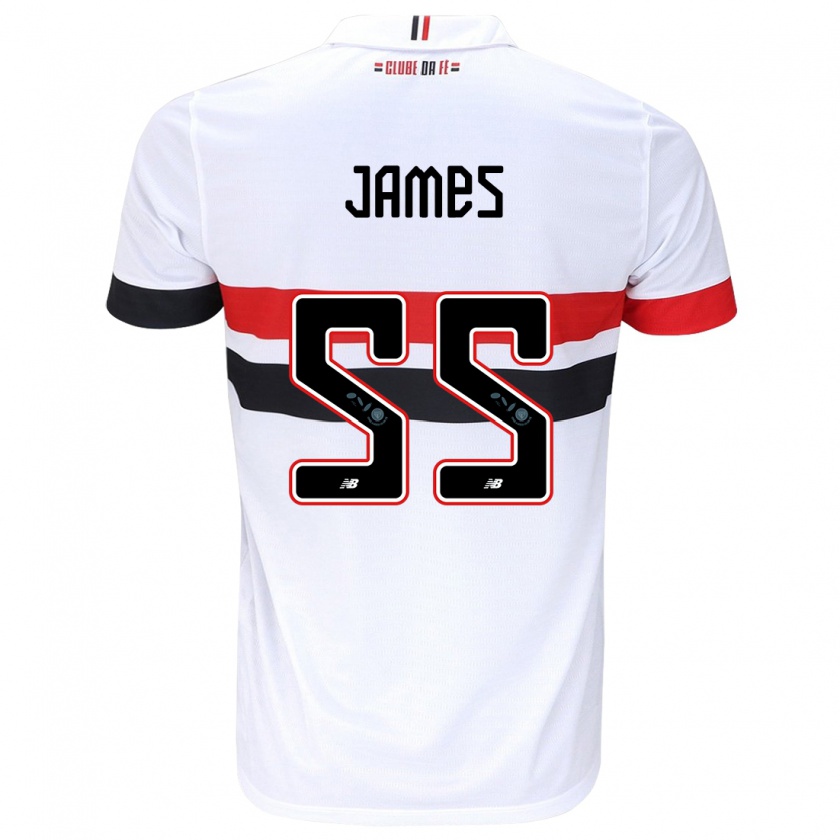 Kandiny Kinder James Rodríguez #55 Weiß Rot Schwarz Heimtrikot Trikot 2024/25 T-Shirt