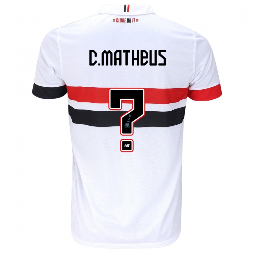 Kandiny Kinder Caio Matheus #0 Weiß Rot Schwarz Heimtrikot Trikot 2024/25 T-Shirt