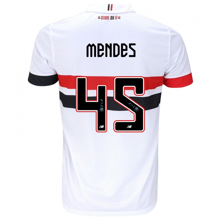 Kandiny Kinder Nathan Mendes #45 Weiß Rot Schwarz Heimtrikot Trikot 2024/25 T-Shirt