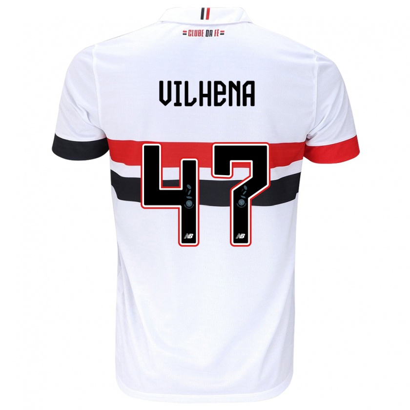 Kandiny Kinder Pedro Vilhena #47 Weiß Rot Schwarz Heimtrikot Trikot 2024/25 T-Shirt