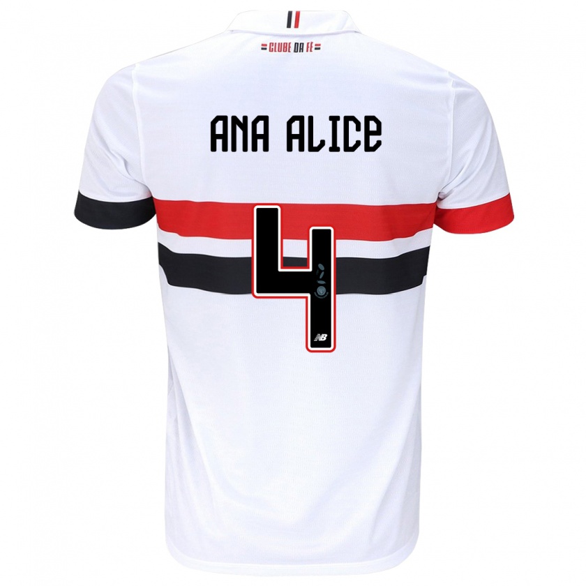 Kandiny Kinder Ana Alice Luciano Da Silva #4 Weiß Rot Schwarz Heimtrikot Trikot 2024/25 T-Shirt