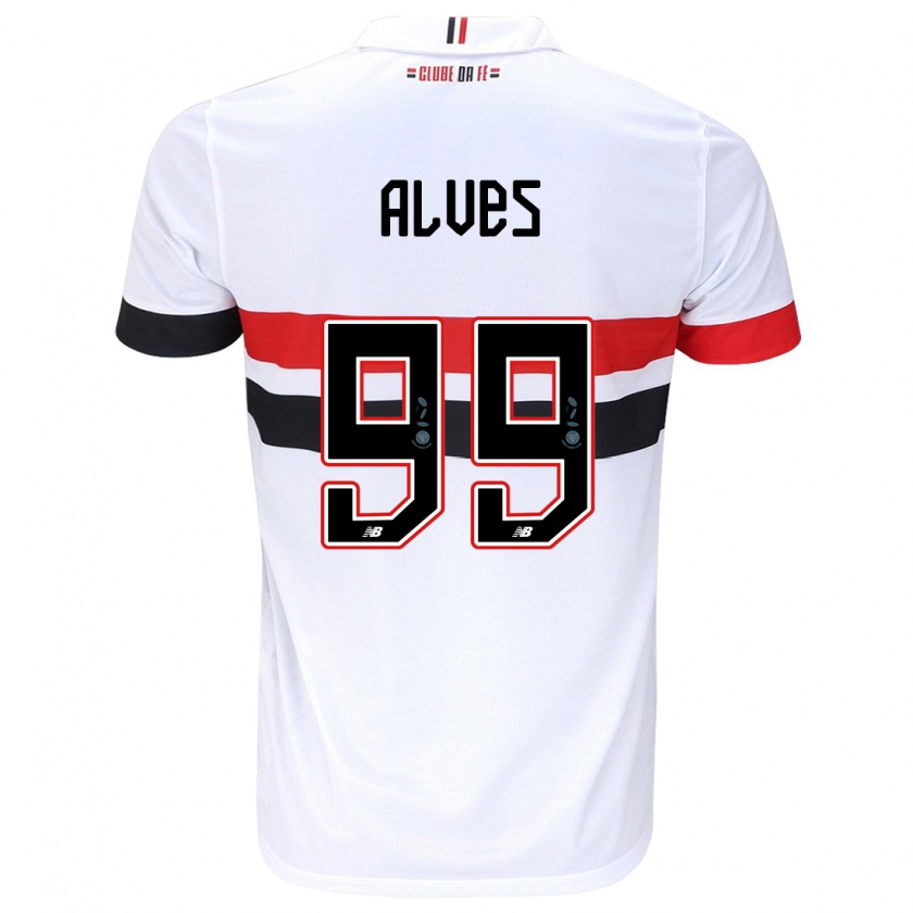 Kandiny Kinder Letícia Alves #99 Weiß Rot Schwarz Heimtrikot Trikot 2024/25 T-Shirt