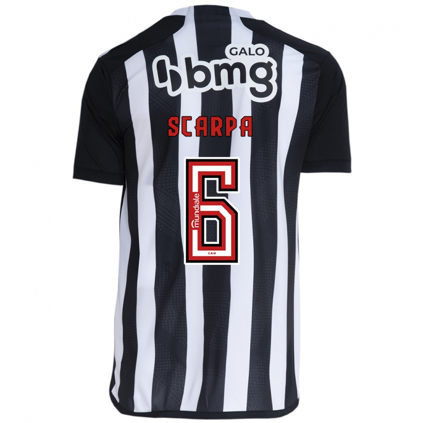 Kandiny Kinder Gustavo Scarpa #6 Weiß Schwarz Heimtrikot Trikot 2024/25 T-Shirt