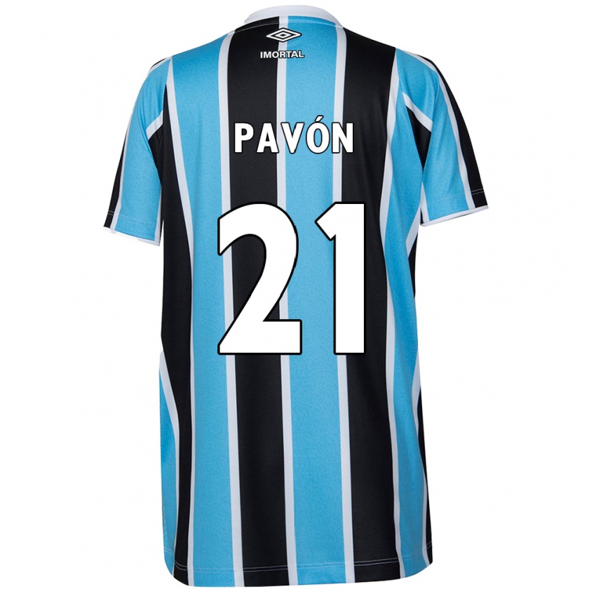 Kandiny Kinder Cristian Pavón #21 Blau Schwarz Weiß Heimtrikot Trikot 2024/25 T-Shirt