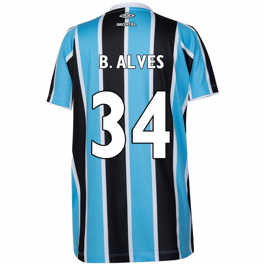 Kandiny Kinder Bruno Alves #34 Blau Schwarz Weiß Heimtrikot Trikot 2024/25 T-Shirt