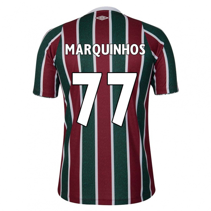 Kandiny Kinder Marquinhos #77 Grün Kastanienbraun Weiß Heimtrikot Trikot 2024/25 T-Shirt