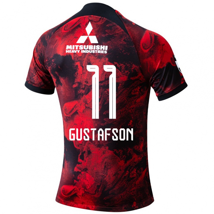 Kandiny Kinder Samuel Gustafson #11 Rot Schwarz Heimtrikot Trikot 2024/25 T-Shirt