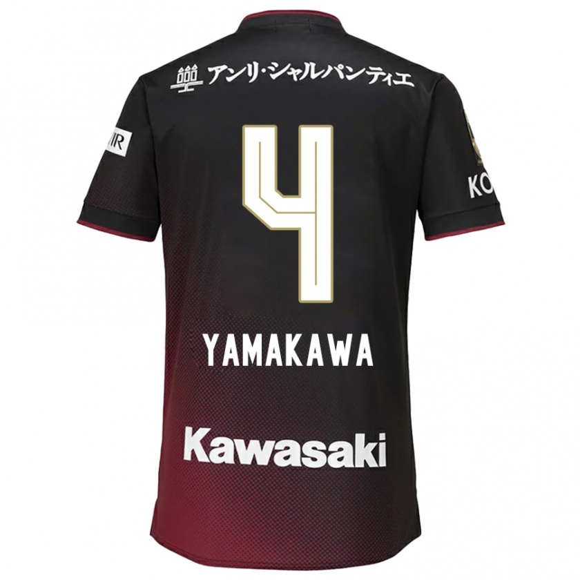 Kandiny Kinder Tetsushi Yamakawa #4 Schwarz Rot Heimtrikot Trikot 2024/25 T-Shirt