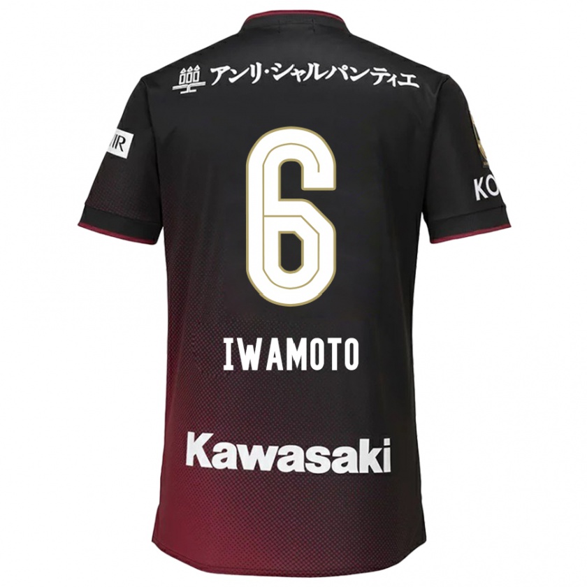 Kandiny Kinder Yuan Iwamoto #6 Schwarz Rot Heimtrikot Trikot 2024/25 T-Shirt