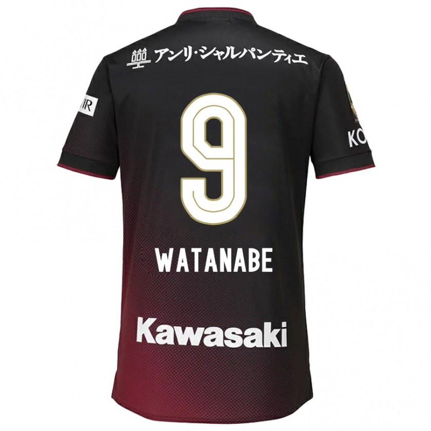 Kandiny Kinder Hayato Watanabe #9 Schwarz Rot Heimtrikot Trikot 2024/25 T-Shirt