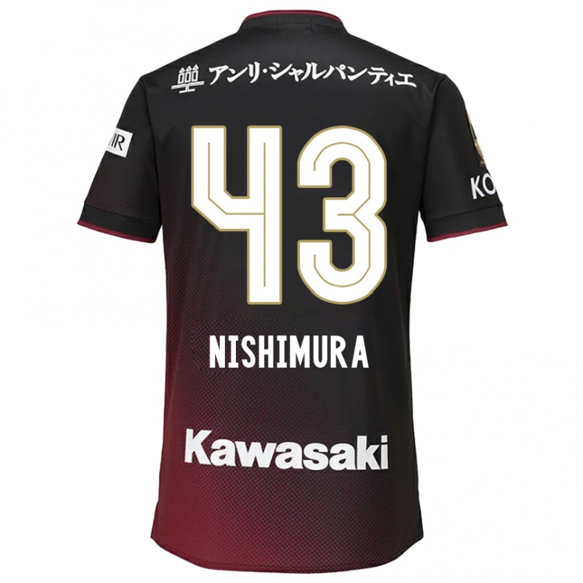 Kandiny Kinder Nagi Nishimura #43 Schwarz Rot Heimtrikot Trikot 2024/25 T-Shirt