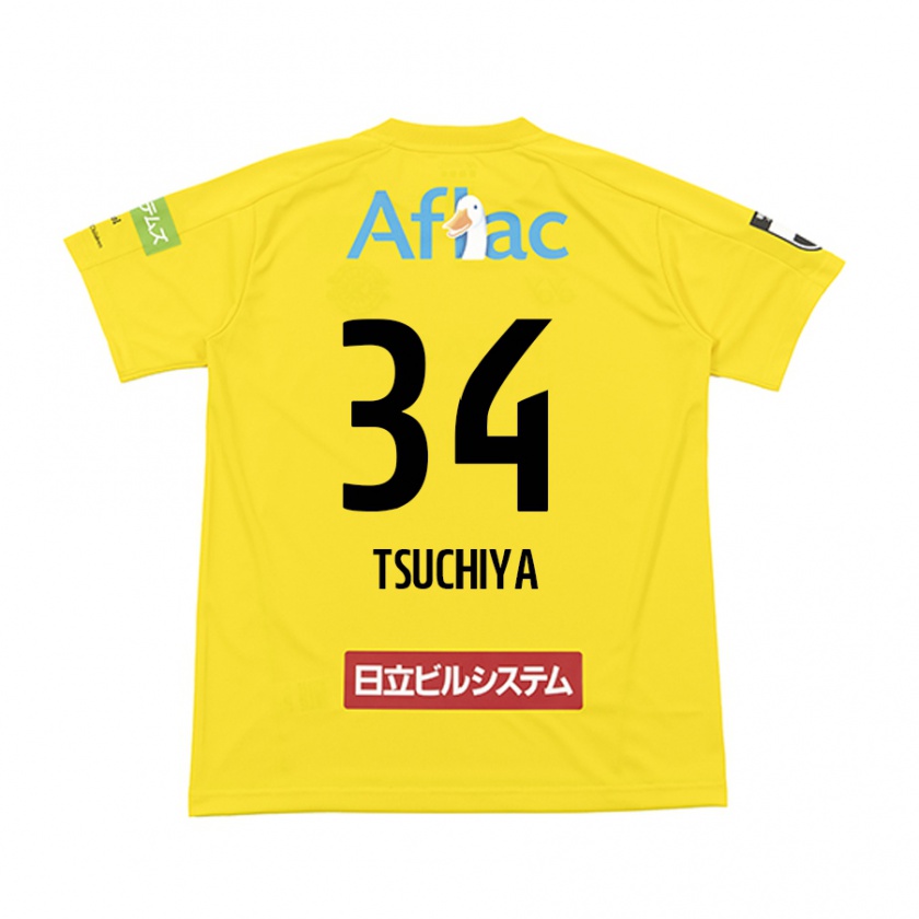 Kandiny Kinder Takumi Tsuchiya #34 Gelb Schwarz Heimtrikot Trikot 2024/25 T-Shirt