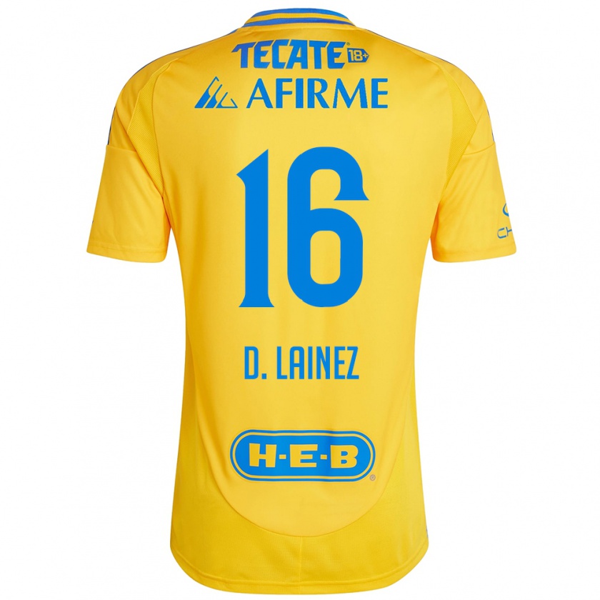 Kandiny Kinder Diego Lainez #16 Goldgelb Heimtrikot Trikot 2024/25 T-Shirt