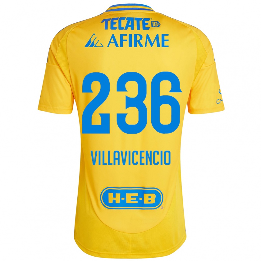 Kandiny Kinder Edgar Villavicencio #236 Goldgelb Heimtrikot Trikot 2024/25 T-Shirt