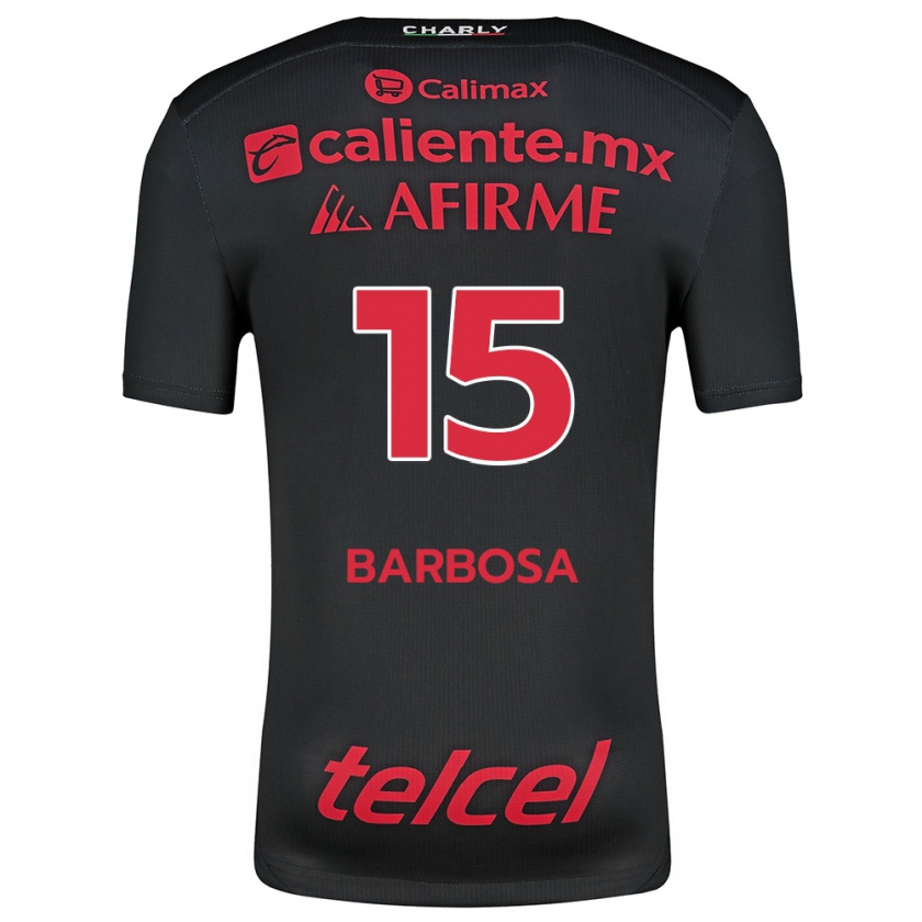 Kandiny Kinder Diego Barbosa #15 Schwarz Rot Heimtrikot Trikot 2024/25 T-Shirt