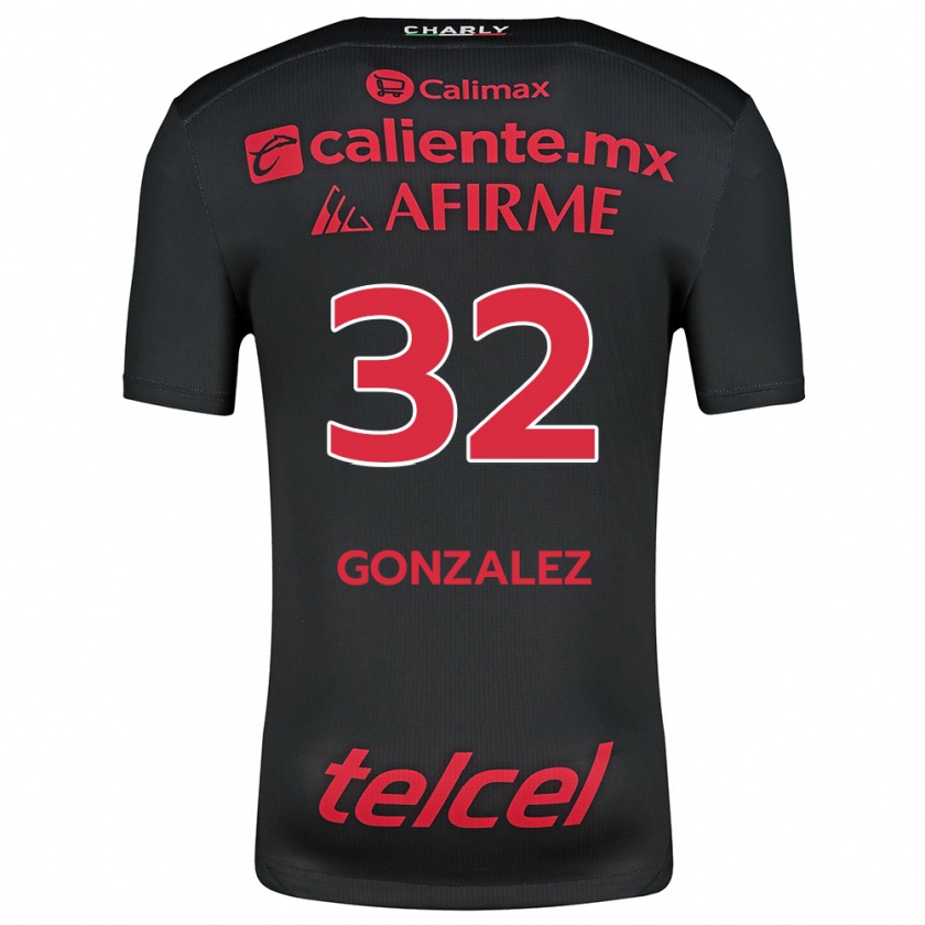 Kandiny Kinder Carlos González #32 Schwarz Rot Heimtrikot Trikot 2024/25 T-Shirt