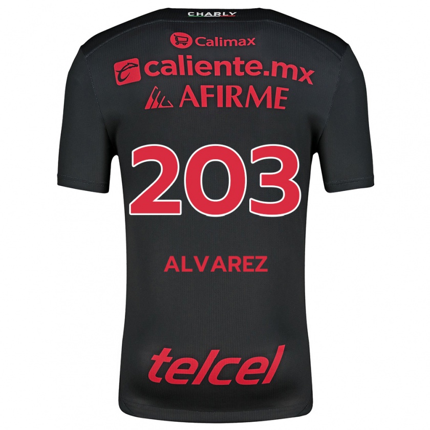 Kandiny Kinder Jaime Álvarez #203 Schwarz Rot Heimtrikot Trikot 2024/25 T-Shirt