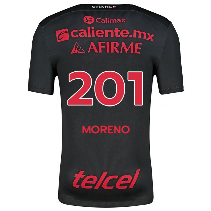 Kandiny Kinder Jesús Moreno #201 Schwarz Rot Heimtrikot Trikot 2024/25 T-Shirt