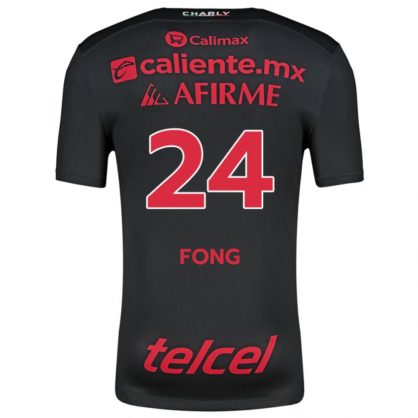 Kandiny Kinder Michel Fong #24 Schwarz Rot Heimtrikot Trikot 2024/25 T-Shirt