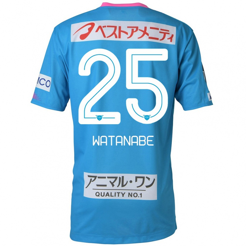 Kandiny Kinder Ryohei Watanabe #25 Blau Rosa Heimtrikot Trikot 2024/25 T-Shirt