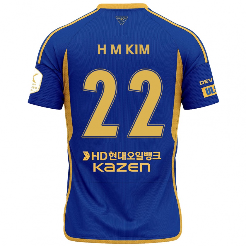 Kandiny Kinder Min-Hyuk Kim #22 Blau Gelb Heimtrikot Trikot 2024/25 T-Shirt