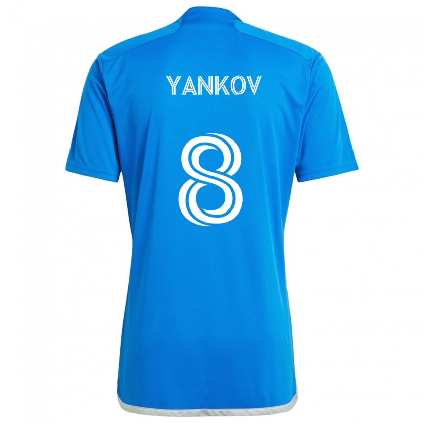 Kandiny Kinder Dominik Yankov #8 Blau Weiss Heimtrikot Trikot 2024/25 T-Shirt