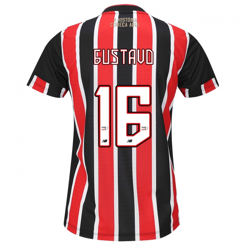 Kandiny Kinder Luiz Gustavo #16 Schwarz Rot Weiß Auswärtstrikot Trikot 2024/25 T-Shirt