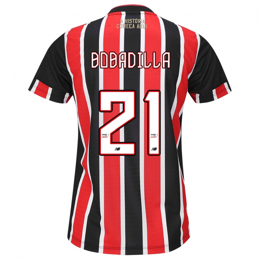 Kandiny Kinder Damián Bobadilla #21 Schwarz Rot Weiß Auswärtstrikot Trikot 2024/25 T-Shirt