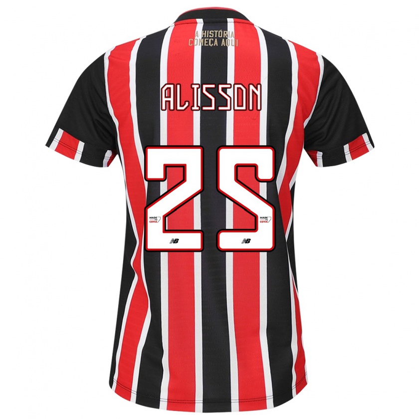 Kandiny Kinder Alisson #25 Schwarz Rot Weiß Auswärtstrikot Trikot 2024/25 T-Shirt