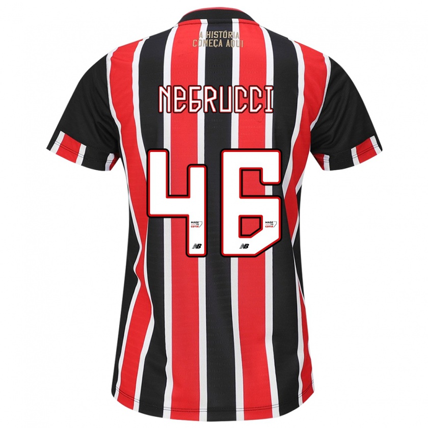 Kandiny Kinder Felipe Negrucci #46 Schwarz Rot Weiß Auswärtstrikot Trikot 2024/25 T-Shirt