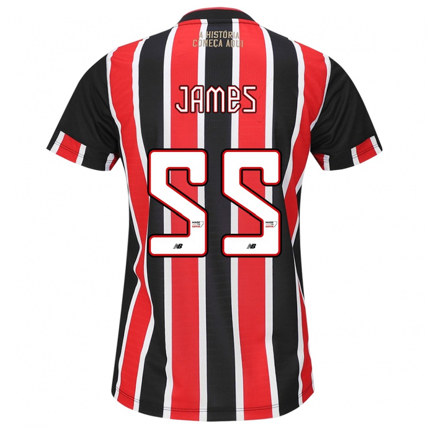 Kandiny Kinder James Rodríguez #55 Schwarz Rot Weiß Auswärtstrikot Trikot 2024/25 T-Shirt