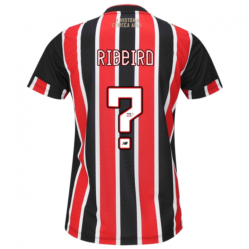 Kandiny Kinder Thiago Ribeiro #0 Schwarz Rot Weiß Auswärtstrikot Trikot 2024/25 T-Shirt