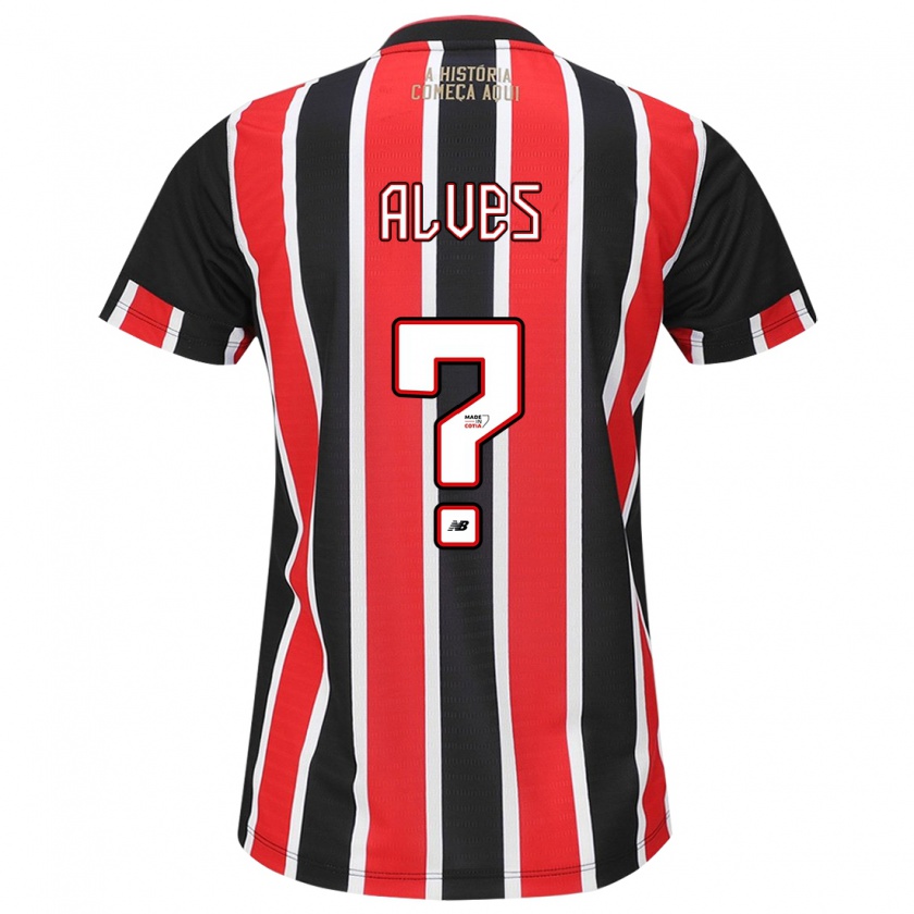 Kandiny Kinder Matheus Alves #0 Schwarz Rot Weiß Auswärtstrikot Trikot 2024/25 T-Shirt