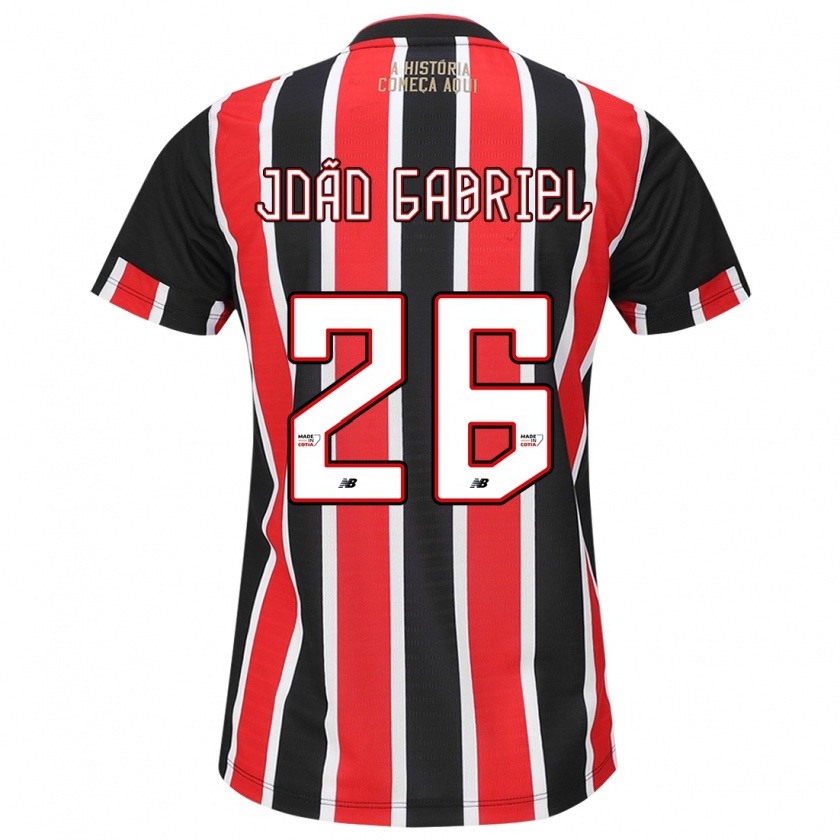 Kandiny Kinder João Gabriel #26 Schwarz Rot Weiß Auswärtstrikot Trikot 2024/25 T-Shirt