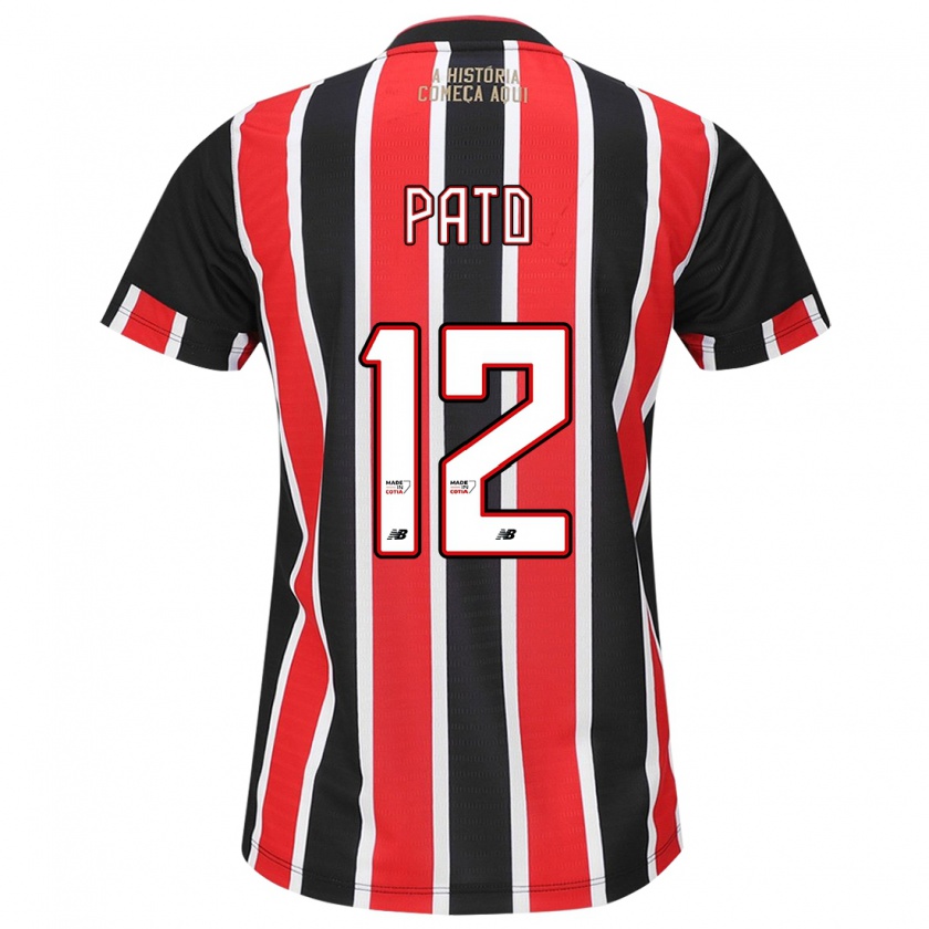 Kandiny Kinder Alexandre Pato #12 Schwarz Rot Weiß Auswärtstrikot Trikot 2024/25 T-Shirt