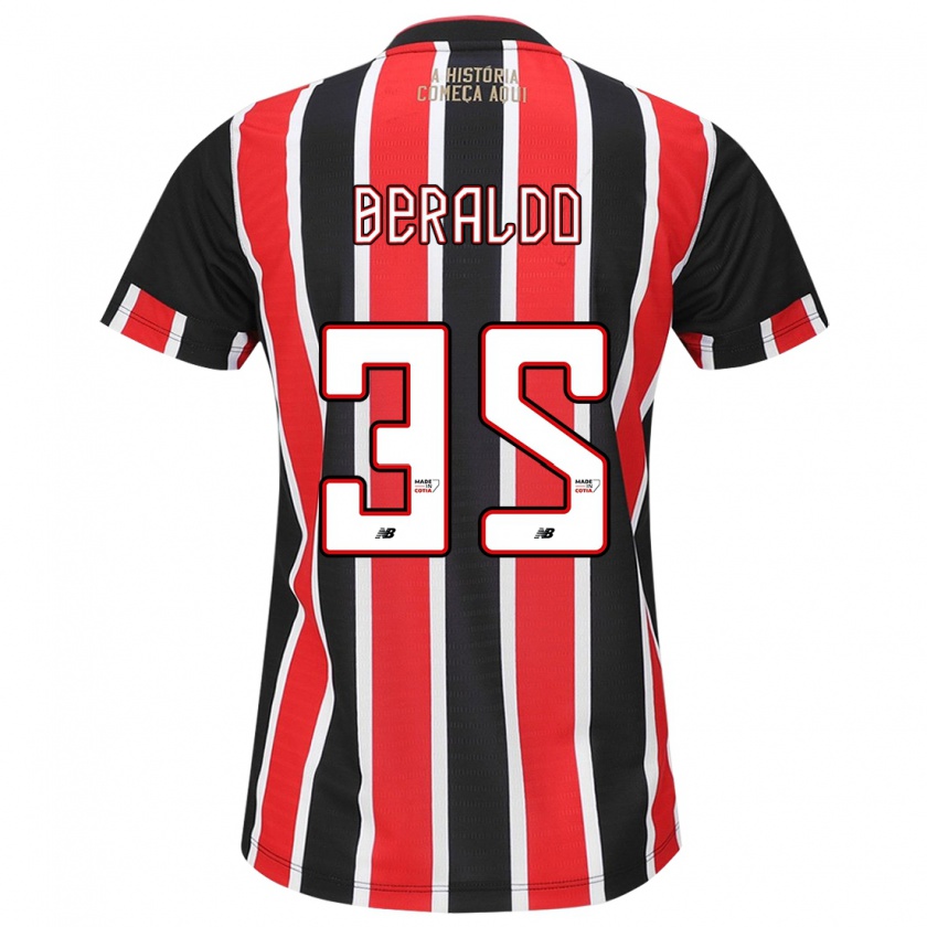 Kandiny Kinder Lucas Beraldo #35 Schwarz Rot Weiß Auswärtstrikot Trikot 2024/25 T-Shirt