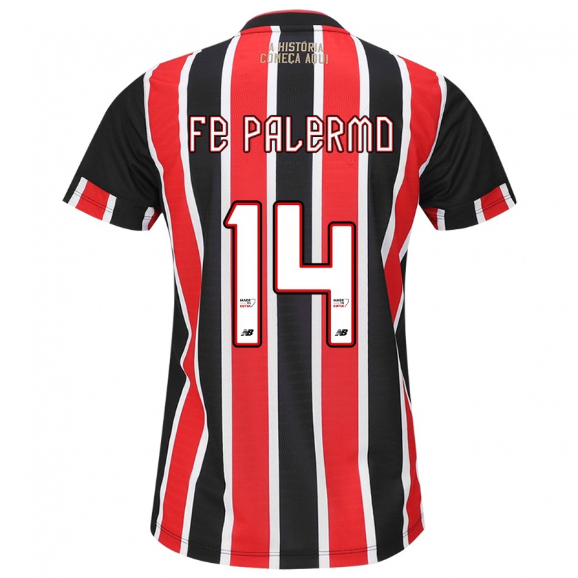 Kandiny Kinder Fe Palermo #14 Schwarz Rot Weiß Auswärtstrikot Trikot 2024/25 T-Shirt