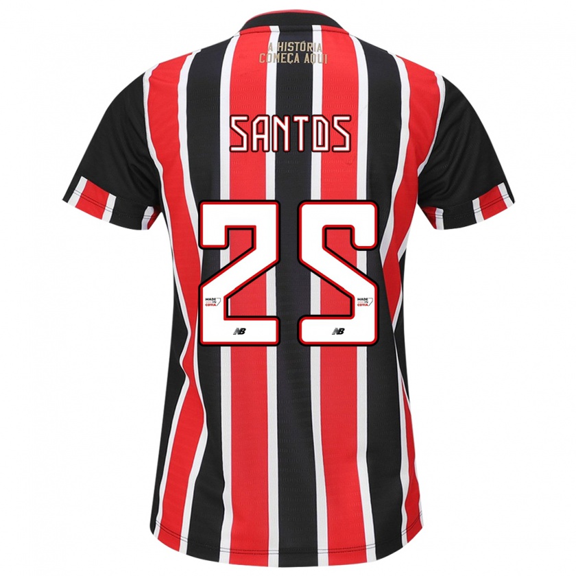 Kandiny Kinder Mariana Santos #25 Schwarz Rot Weiß Auswärtstrikot Trikot 2024/25 T-Shirt