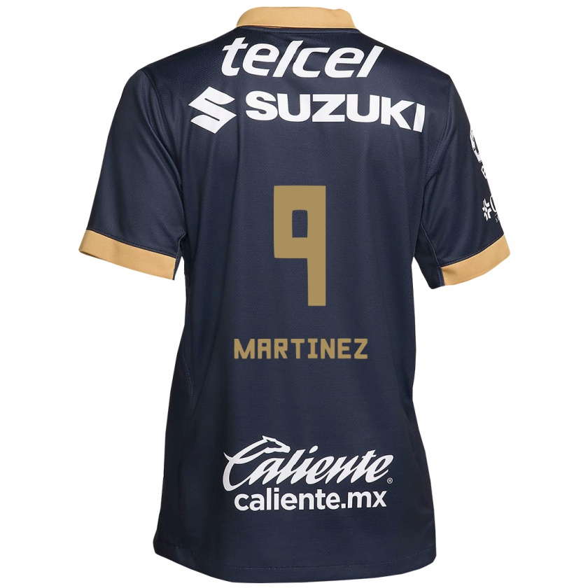 Kandiny Kinder Guillermo Martínez #9 Obsidian Gold Weiß Auswärtstrikot Trikot 2024/25 T-Shirt