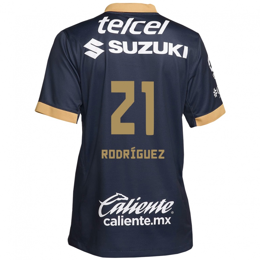 Kandiny Kinder Michell Rodríguez #21 Obsidian Gold Weiß Auswärtstrikot Trikot 2024/25 T-Shirt