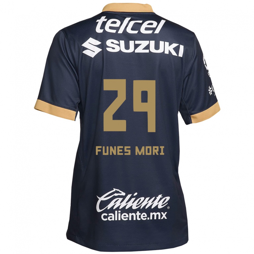 Kandiny Kinder Rogelio Funes Mori #29 Obsidian Gold Weiß Auswärtstrikot Trikot 2024/25 T-Shirt