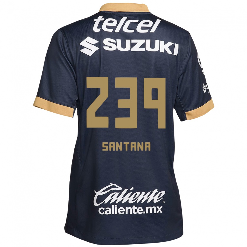 Kandiny Kinder Guillermo Santana #239 Obsidian Gold Weiß Auswärtstrikot Trikot 2024/25 T-Shirt