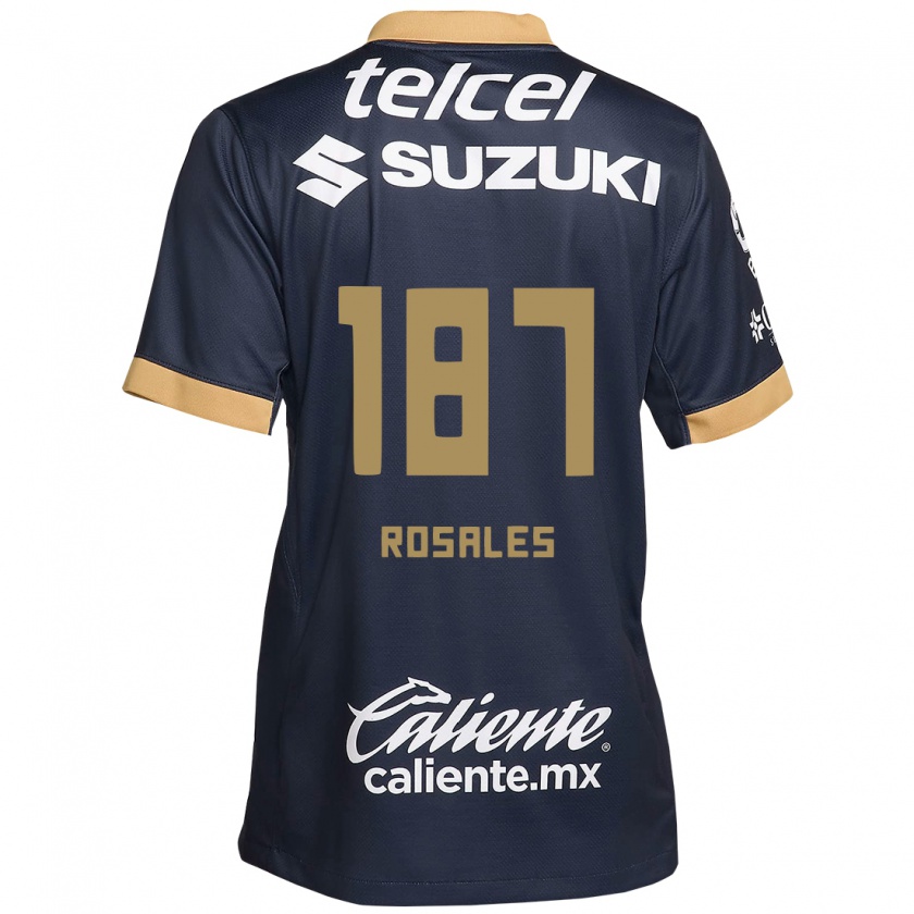 Kandiny Kinder Alonso Rosales #187 Obsidian Gold Weiß Auswärtstrikot Trikot 2024/25 T-Shirt