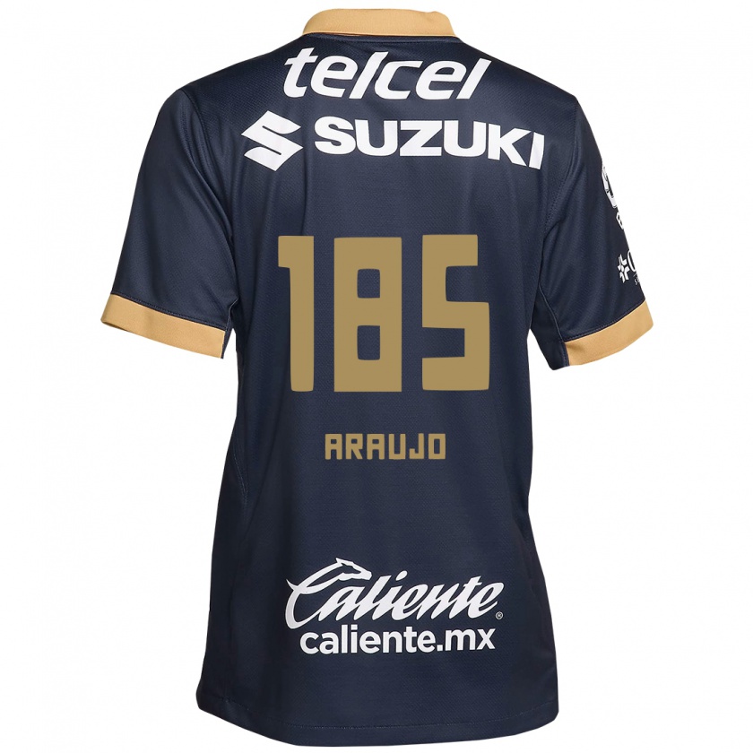 Kandiny Kinder Andrés Araujo #185 Obsidian Gold Weiß Auswärtstrikot Trikot 2024/25 T-Shirt