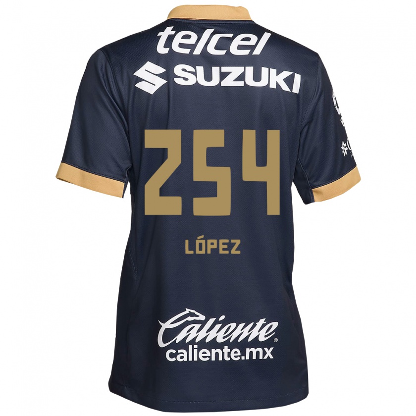 Kandiny Kinder Santiago López #254 Obsidian Gold Weiß Auswärtstrikot Trikot 2024/25 T-Shirt