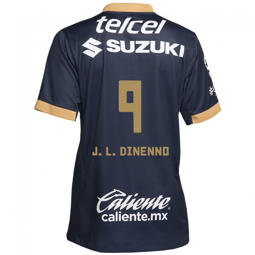 Kandiny Kinder Juan Dinenno #9 Obsidian Gold Weiß Auswärtstrikot Trikot 2024/25 T-Shirt