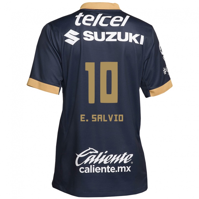 Kandiny Kinder Eduardo Salvio #10 Obsidian Gold Weiß Auswärtstrikot Trikot 2024/25 T-Shirt