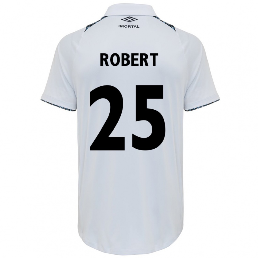 Kandiny Kinder Jhonata Robert #25 Weiß Blau Auswärtstrikot Trikot 2024/25 T-Shirt