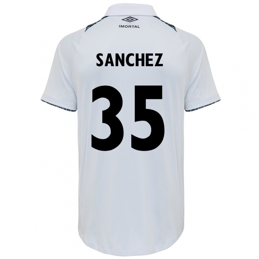 Kandiny Kinder Lari Sanchez #35 Weiß Blau Auswärtstrikot Trikot 2024/25 T-Shirt