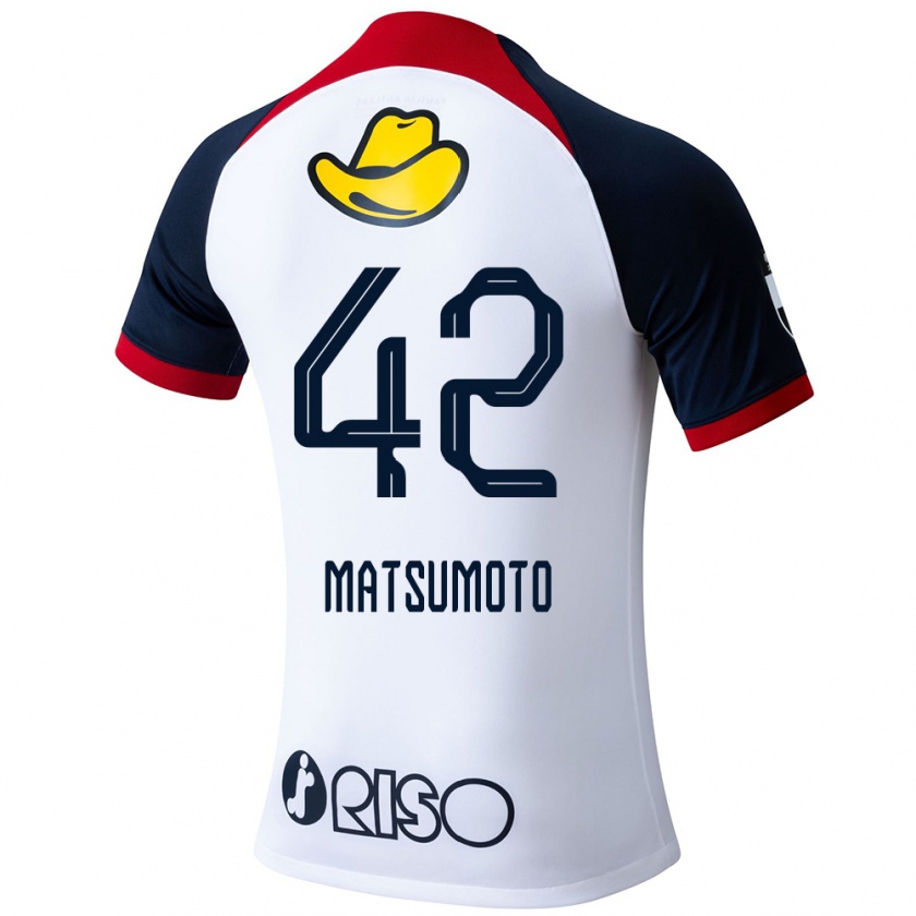 Kandiny Kinder Haruto Matsumoto #42 Weiß Blau Rot Auswärtstrikot Trikot 2024/25 T-Shirt